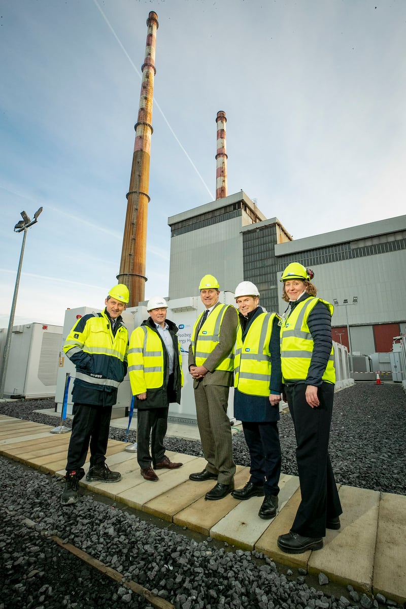 ESB launched a battery plant at its site at Poolbeg in Dublin in February, which will help provide grid stability and deliver more power sourced from renewables. Photograph: Fennell Photography