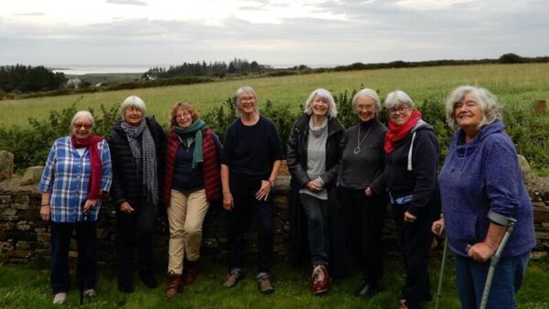 The members of Na Cailleacha are: Helen Comerford, a painter and educator, based in Co Kilkenny; Barbara Freeman, a new media artist, based in Belfast; Patricia Hurl, a painter and performance artist, based in Co Tipperary; Catherine Marshall, a curator and art-writer, based in Dublin and Co Kilkenny; Carole Nelson, a musician, composer, and performer, based in Co Carlow; Rachel Parry a sculptor based in Béara peninsula in Co Cork; Therry Rudin a painter and filmmaker, based in Co Tipperary; and Gerda Teljeur, whose work explores the linear potential of ink on paper, based in Co Wexford.