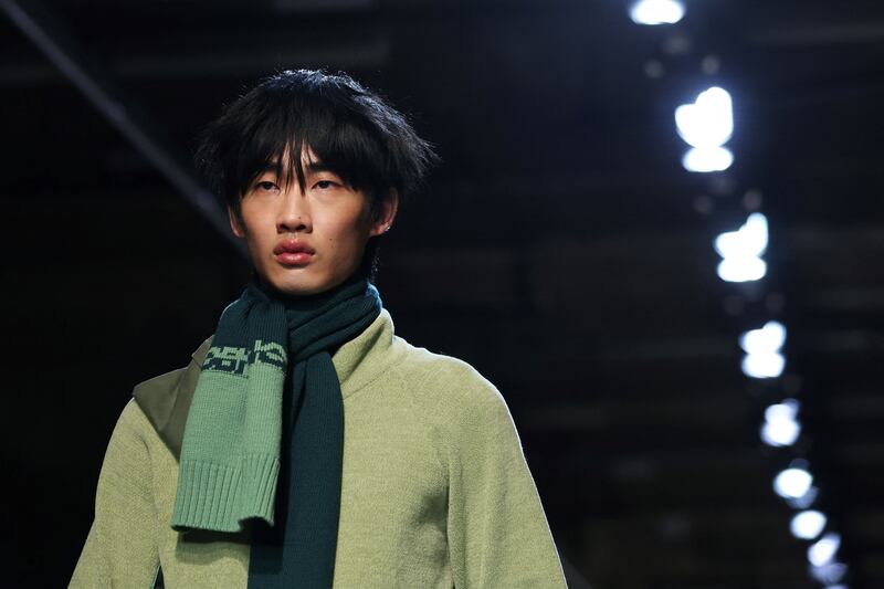 Robyn Lynch's 2023 autumn-winter fashion show collection at London Fashion Week on Saturday evening. Photograph: Isabel Infantes/AFP/Getty Images