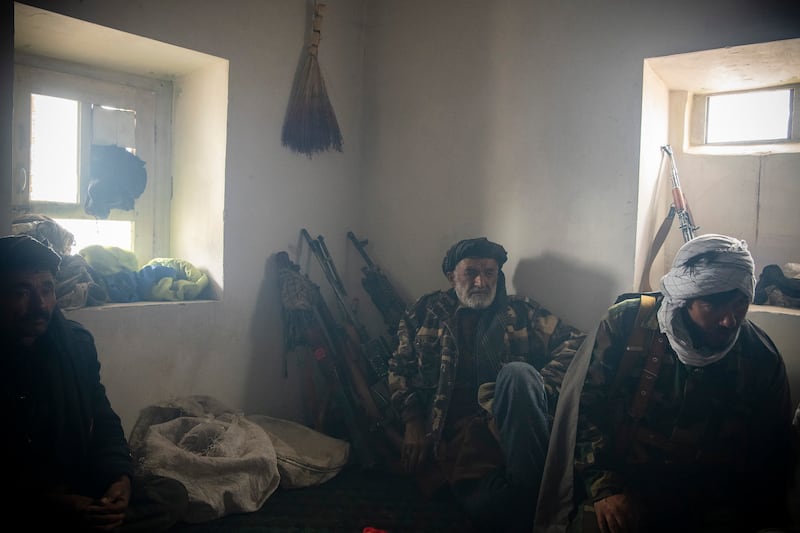 Mawlawi Mahdi Mujahid’s fighters temporarily shelter after a snowstorm hit Qom Kotal mountain, in Balkh Aab on June 21st. Photograph: Kiana Hayeri/New York Times