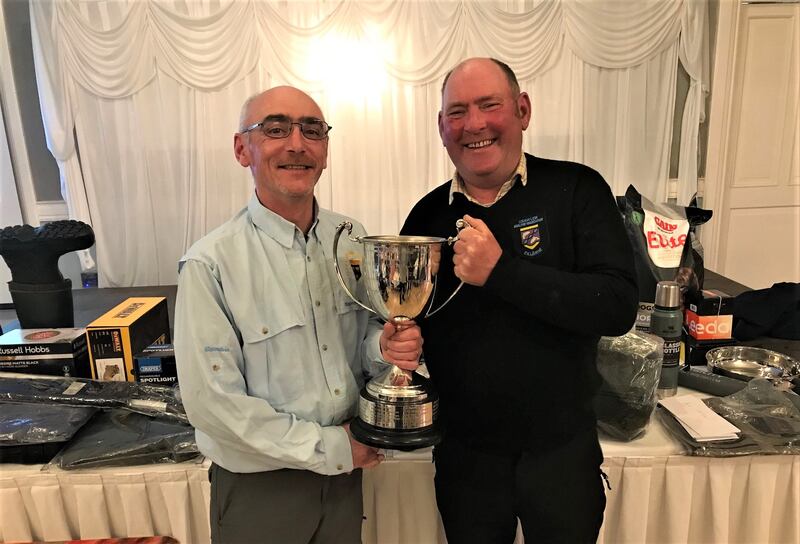 John O’Connell (left), winner of the Charity fly fishing competition on Lough Lein, with club chairman, Tim O’Connor