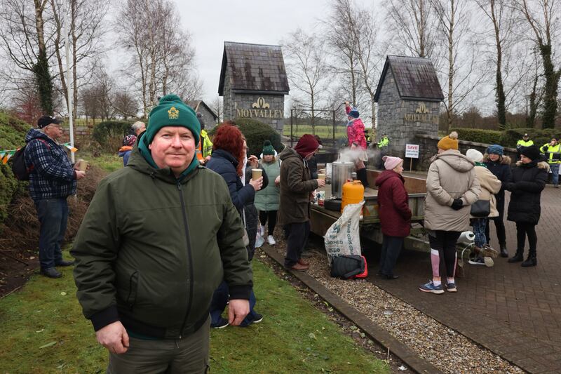 Organiser Larry Malone said fewer people would use the hotel if the apartments were converted to international protection use. Photograph: Dara Mac Dónaill/The Irish Times








