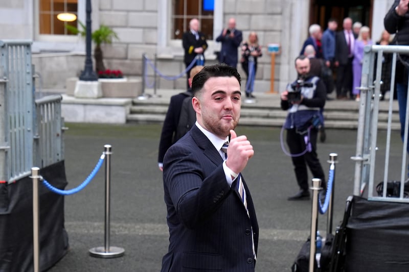 Independent TD Barry Heneghan speaks to the media outside Leinster House. Brian Lawless/PA Wire