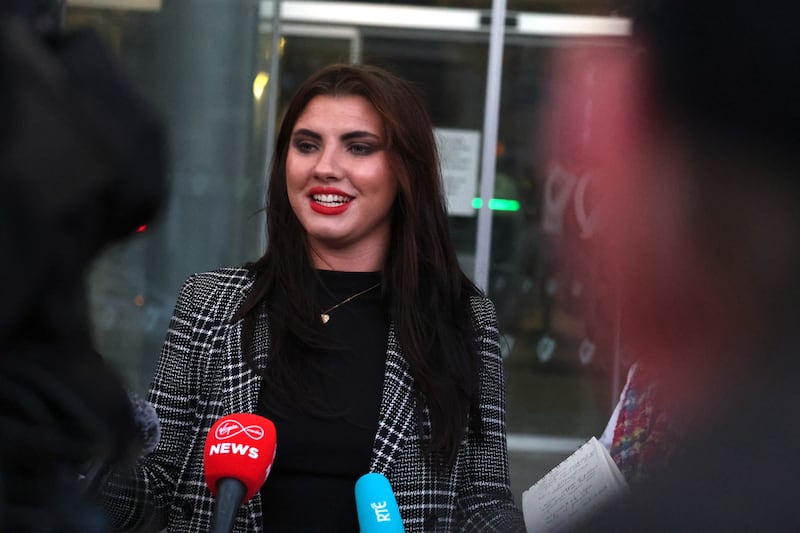 Natasha O'Brien speaking outside the Court of Appeal on Thursday. Photograph: Collins Courts