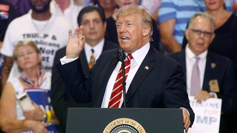 Raising Arizona: President Donald Trump at a rally in Phoenix. Photograph: Ralph Freso/Getty