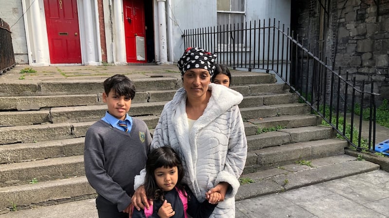 Limonica Serban with her children Ionut and Maria. Photograph: Colm Keena