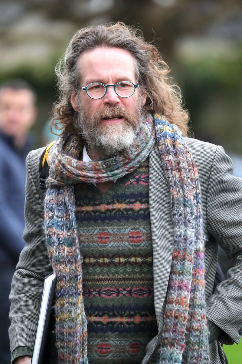 Liam Ó Maonlaí arrives at St Mary's of the Rosary Church, Nenagh. Photograph: Collins