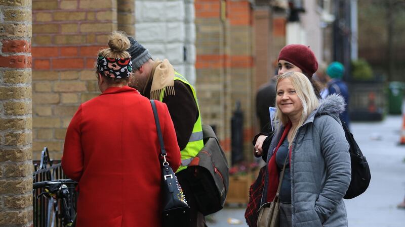 Annette Mooney canvassing in Ringsend for a pro-repeal vote in the upcoming referendum on the Eighth Amendment.  Photograph: Nick Bradshaw.