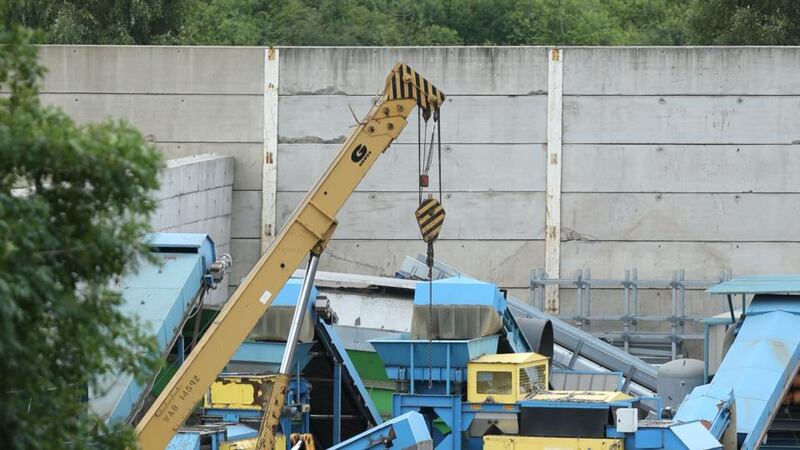 The scene at Hawkeswood Metal Recycling in the Nechells area of Birmingham today after  five men died when  a wall collapsed. Photograph: Chris Radburn/PA Wire