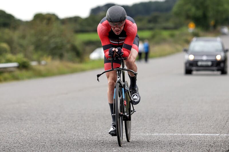 Marcus Christie racing in 2021. The Irishman will represent the Isle of Man team at Rás Tailteann next month. Photograph: Laszlo Geczo/Inpho