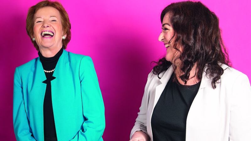 Former president of Ireland Mary Robinson and comedian Maeve Higgins. Photograph: Ruth Medjber