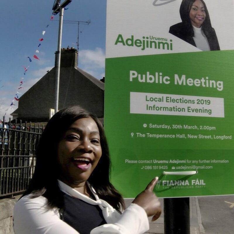 Uruemu Adejinmi, who is running for Fianna Fáil in Longford. Photograph: Kathleen Harris