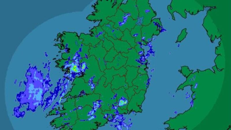 Rainfall radar on Tuesday. Image: www.met.ie