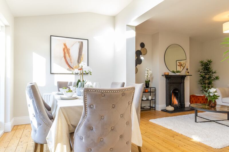 A dining room opens to the rear garden