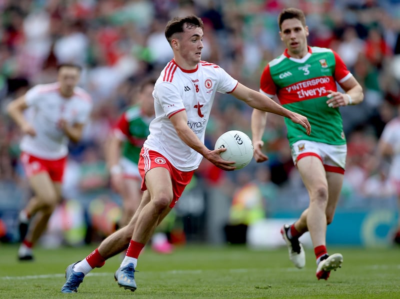 Darragh Canavan in action with Tyrone in the 2021 All-Ireland final, also against Mayo. Photograph: James Crombie/Inpho