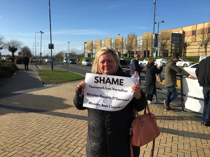 Daiva Pushkewsania at the protest on Thursday evening at Blanchardstown Centre. Photograph: Stephen Farrell