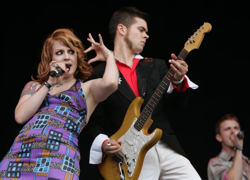 Scissor Sisters: Ana Matronic and Del Marquis at the Oxegen music festival in Punchestown, Co Kildare, in 2004. Photograph: Matt Kavanagh/The Irish Times