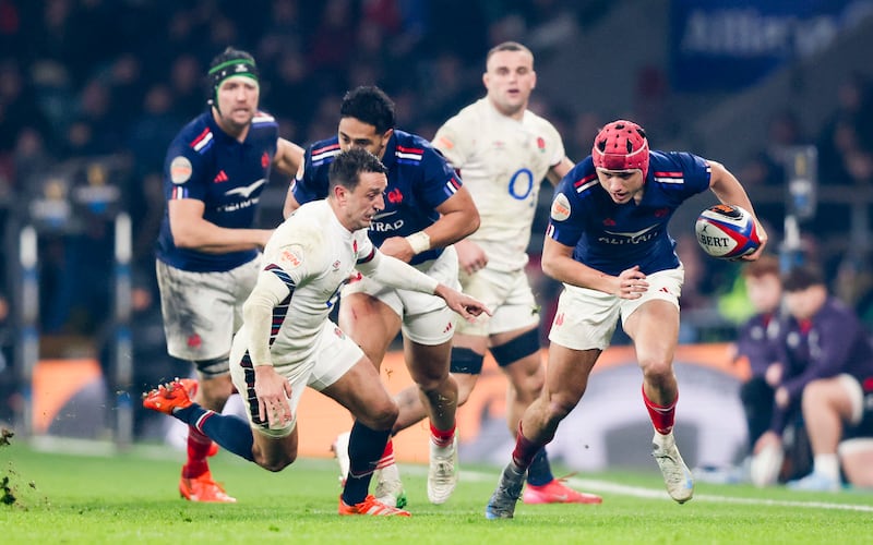 The tournament's top try-scorer so far, Louis Bielle-Biarrey, in action for France against England. Andrew Fosker/Inpho