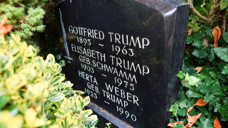 A headstone for Gottfried Trump, Elisabeth Trump and Herta Weber in the cemetery in Kallstadt. Photograph: Uwe Anspach/EPA