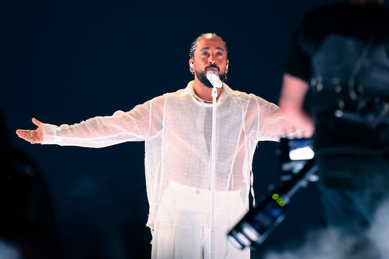 French singer Slimane Nebchi representing France with the song Mon Amour. Photograph: Andreas Hillergren/AFP via Getty