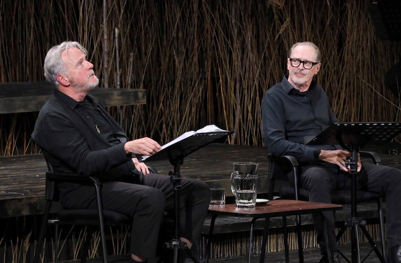 Abbey reading: Aidan Quinn and Steve Buscemi during Ages of the Moon, by Sam Shepard. Photograph: Mark Stedman