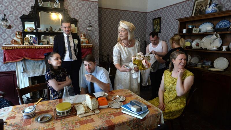 Cast of  the ANU production of Hentown in the Tenement Museum, 14 Henrietta Street. Show runs until October 1st. Photograph: Cyril Byrne