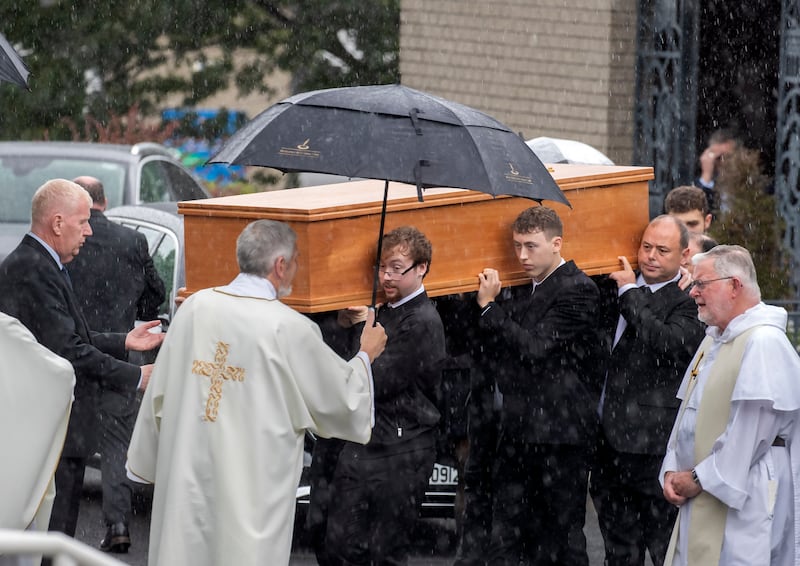 Kirsty Ward's remains being taken from the Church of St John the Evangelist, Ballinteer after her funeral mass. Photograph: Colin Keegan/Collins Dublin