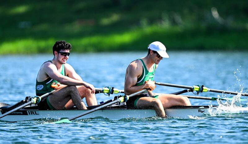 Ireland’s Phil Doyle and Daire Lynch produced an impressive show in their quarter-final. Photograph: Detlev Seyb/Inpho