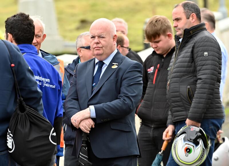 President of Motorsport Ireland Aiden Harper attends the funeral of Gene McDonald at St Mary's Church, Middle Chapel, Co Cavan. Photograph: Oliver McVeigh/PA Wire