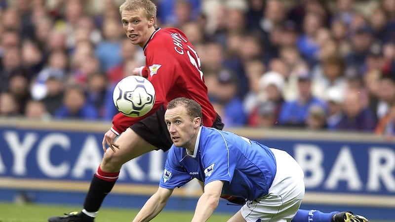 Luke Chadwick’s appearance was used by They Think It’s All Over to mock the Manchester United player. Photograph: Jamie McDonald/Getty Images