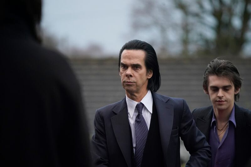 Nick Cave arrives for the funeral of Shane MacGowan at Saint Mary's of the Rosary Church, Nenagh, Co. Tipperary. Photograph: Niall Carson/PA