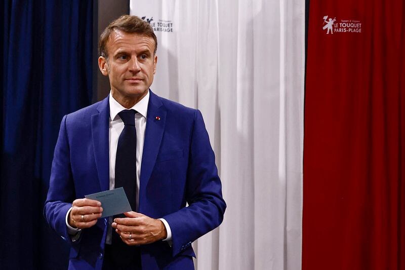 French president Emmanuel Macron. Photograph: Yara Nardi/Pool/AP