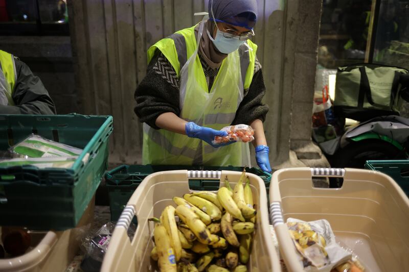 Fresh fruit being prepared at the the Muslim Sisters of Éire soup kitchen. Photograph: Chris Maddaloni