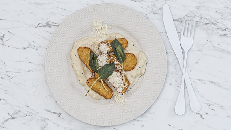 Fried gnocchi with cacio e pepe sauce. Photograph: Harry Weir