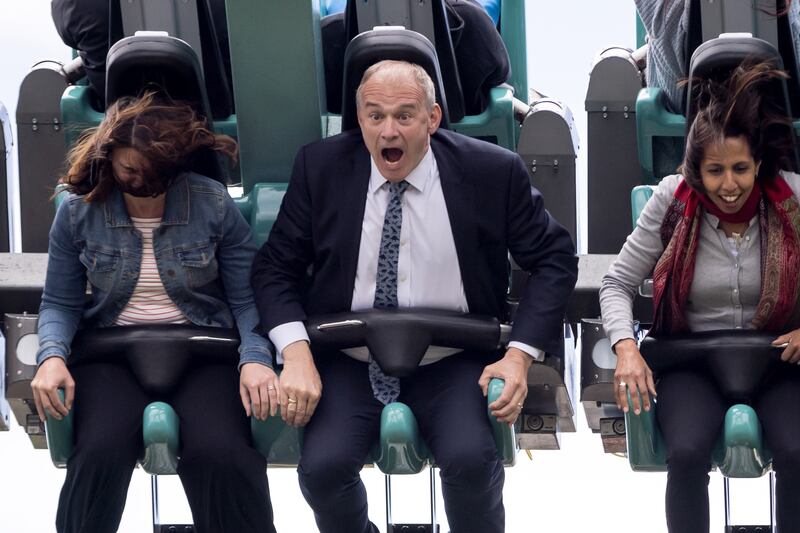 A fairground ride at Thorpe Park in Chertsey. Photograph: Jack Taylor/Getty Images