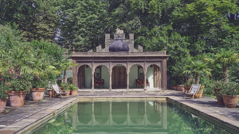 The India-inspired heated outdoors pool at the castle.