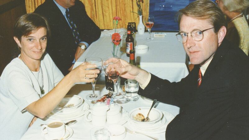 Jim (Lee Child) and  Jane Grant on the  QE2 in 1998 when they emigrated to the US