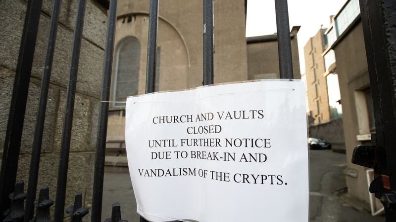 Services at St Michan’s Church will not run for the coming days, and the crypt will remain closed for the foreseeable future, the archdeacon said. Photograph: Tom Honan