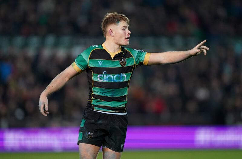 Northampton Saints' Fin Smith is among a Saints' contingent of seven players named in England’s Six Nations squad earlier this week. Photograph: Joe Giddens/PA 

