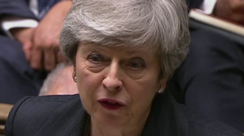 British prime minister Theresa May speaks during Prime Minister’s Questions in the House of Commons, London. Photograph: House of Commons/PA Wire