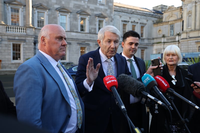 The Regional Independent Group, which will be part of the next government,  Noel Grealish, Michael Lowry, Barry Heneghan and Marian Harkin  at Leinster House on January 15th. A deal was reached with the seven members of the Regional Independent Group (RIG) and Independent Kerry TDs Michael and Danny Healy-Rae to support the incoming government. Photograph: Bryan O’Brien / The Irish Times

