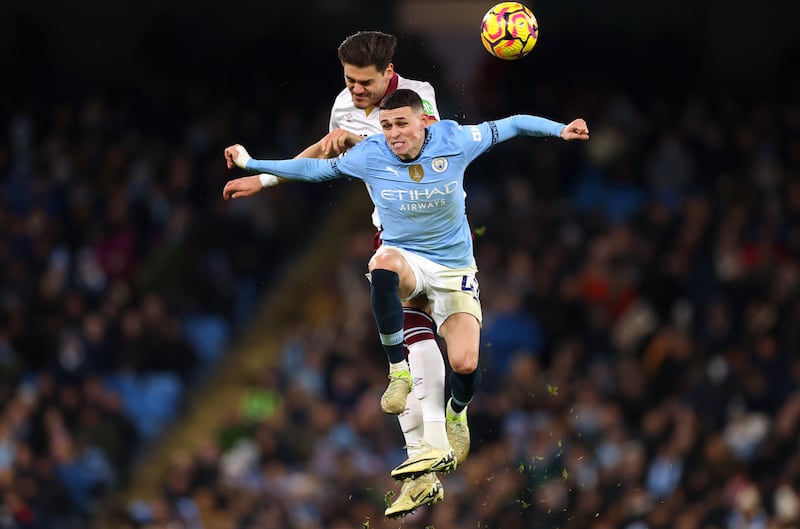 Man City's Phil Foden in action against West Ham's Konstantinos Mavropanos. Photograph: Carl Recine/Getty Images