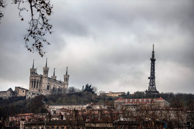 The metal tower  on Fourvière hill in Lyons, just the 6,700km from West Virginia. Photograph: Jeff Pachoud/AFP via Getty Images