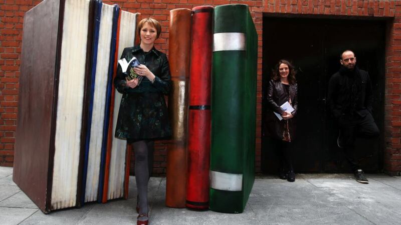 Authors Sinead Crowley (left) and Michele Forbes with musician Adrian Crowley, participating in the Dublin Writhers Festival. Photograph: Brian Lawless/PA Wire