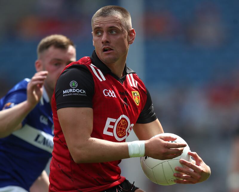 Down’s Pat Havern against Laois. Photograph: Leah Scholes/Inpho