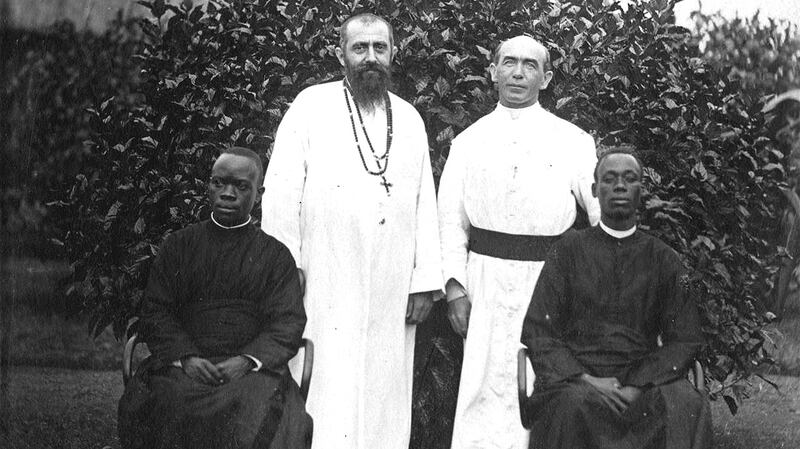 Barney MacLoone with seminarians and an unidentified priest, St Joseph's Seminary, Nyenga, c. 1928. Photograph: Mill Hill Missionaries