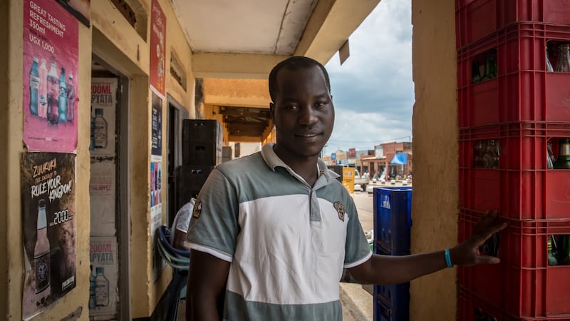 Morris Ojok (22) has been listening to Westlife through lockdown. ‘Their music is good, it can change your life,’ he says. Photograph: Sally Hayden.