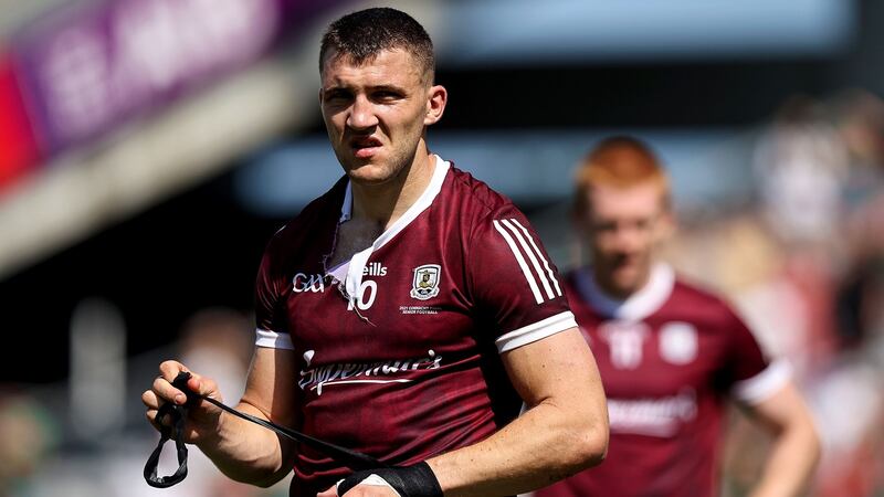 Damien Comer shows his dejection after Galway were routed during a one-sided second half of the Connacht final at Croke Park. The Tribesmen failed to score from play in that period. Photograph: Tommy Dickson/Inpho