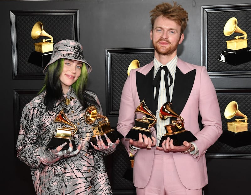 Billie Eilish and Finneas at the Grammys in March. Photograph: Kevin Mazur/Getty