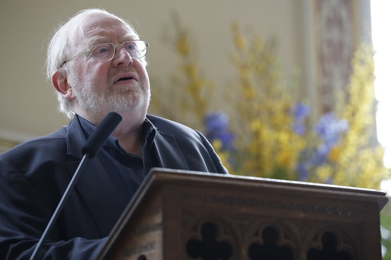 Patrick Smyth, journalist and son of the author, speaking at the commemoration. Photograph: Nick Bradshaw